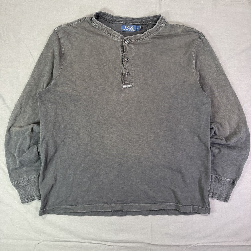 Polo Ralph Lauren Blank Henley Longsleeve XL Super Faded Distressed Style Y2K